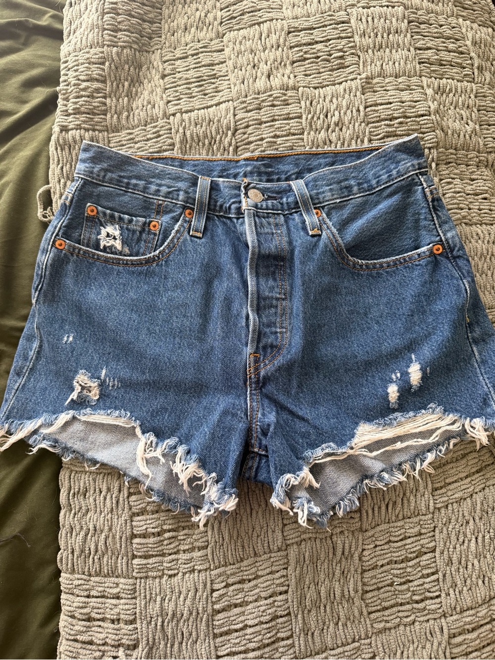 Levi's Medium Blue Distressed Jean Shorts